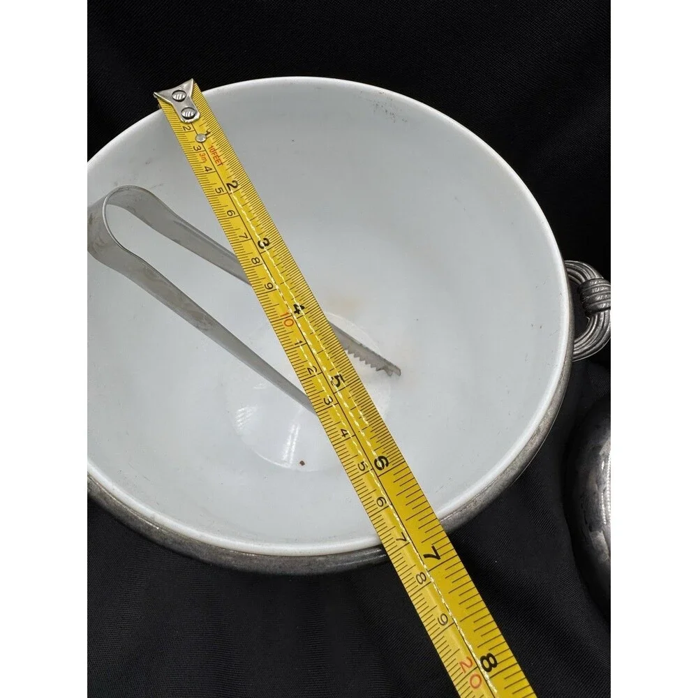 Silver Plated Ice Bucket With Liner And Ice Tongs